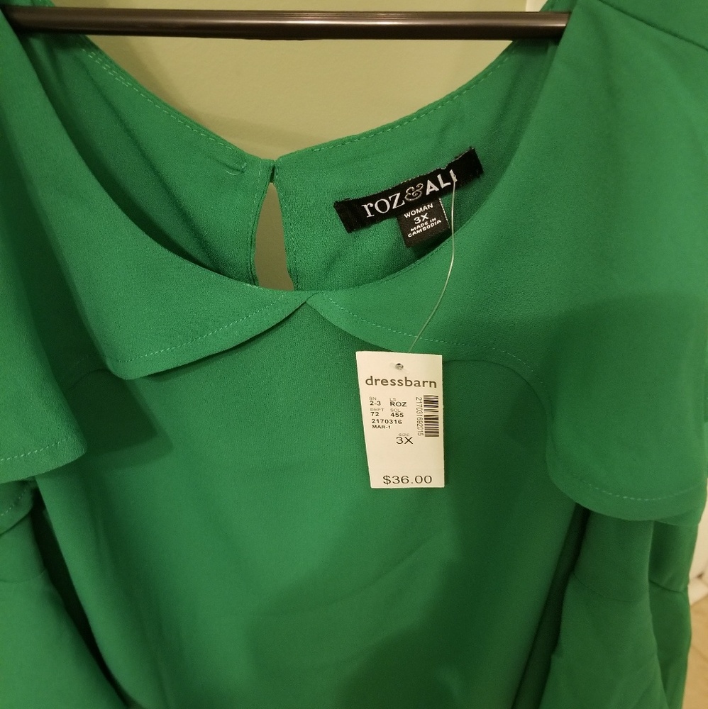 Kelly Green 3XL Roz &Ali blouse NWT